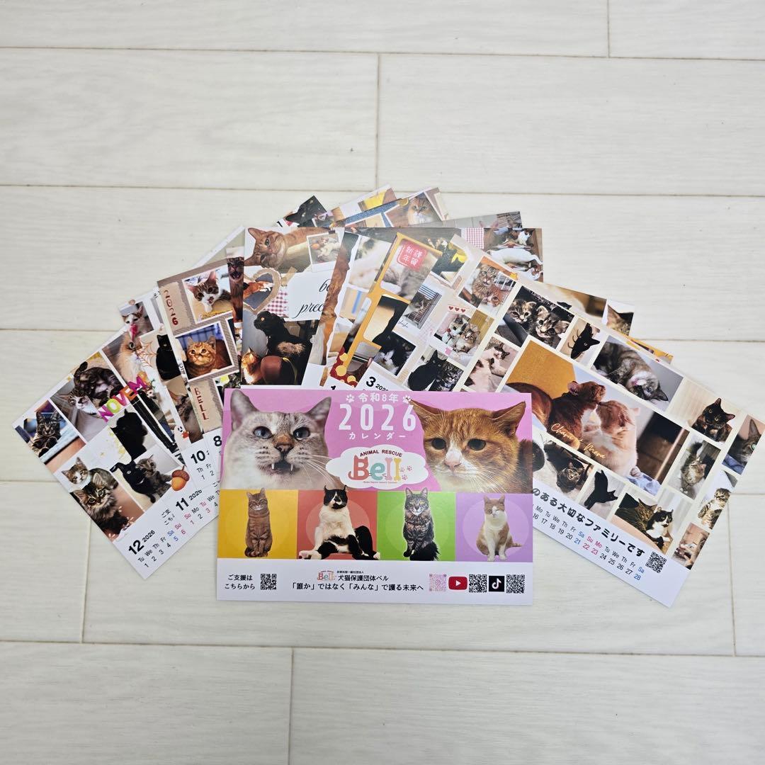 ①《猫》 卓上チャリティーカレンダー5枚セット