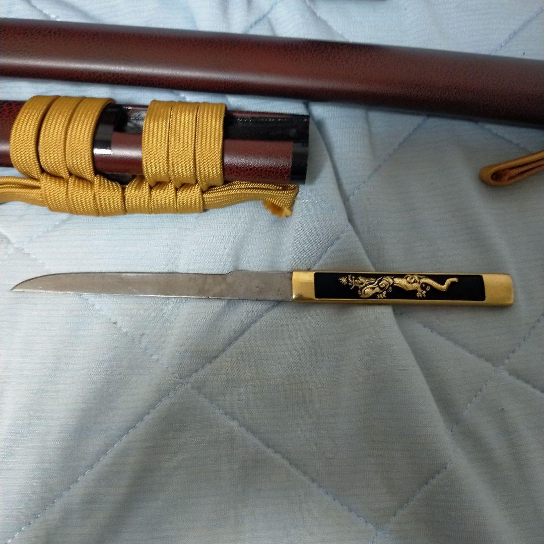 居合刀　模造刀　日本刀　大小二本　刀剣　打刀　脇差　小柄　龍　梵字　彫刻　鮫皮