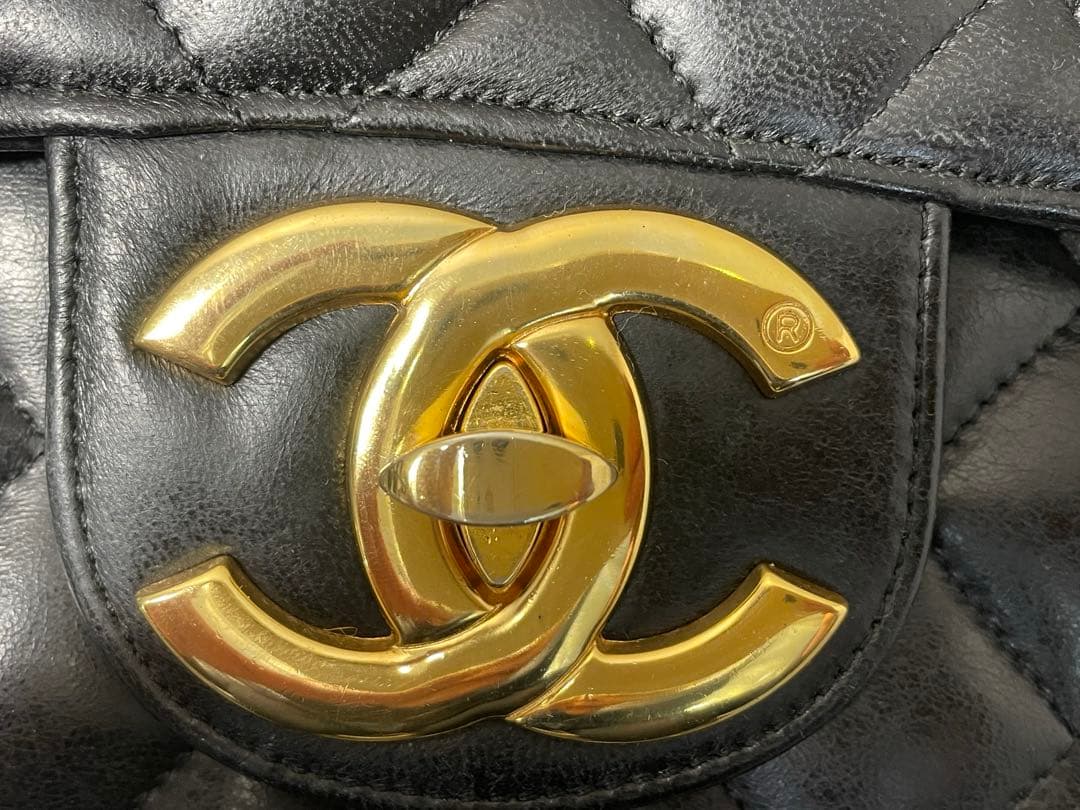 CHANELデカマトラッセ シングルフラップ ダブルチェーン ショルダーバッグ