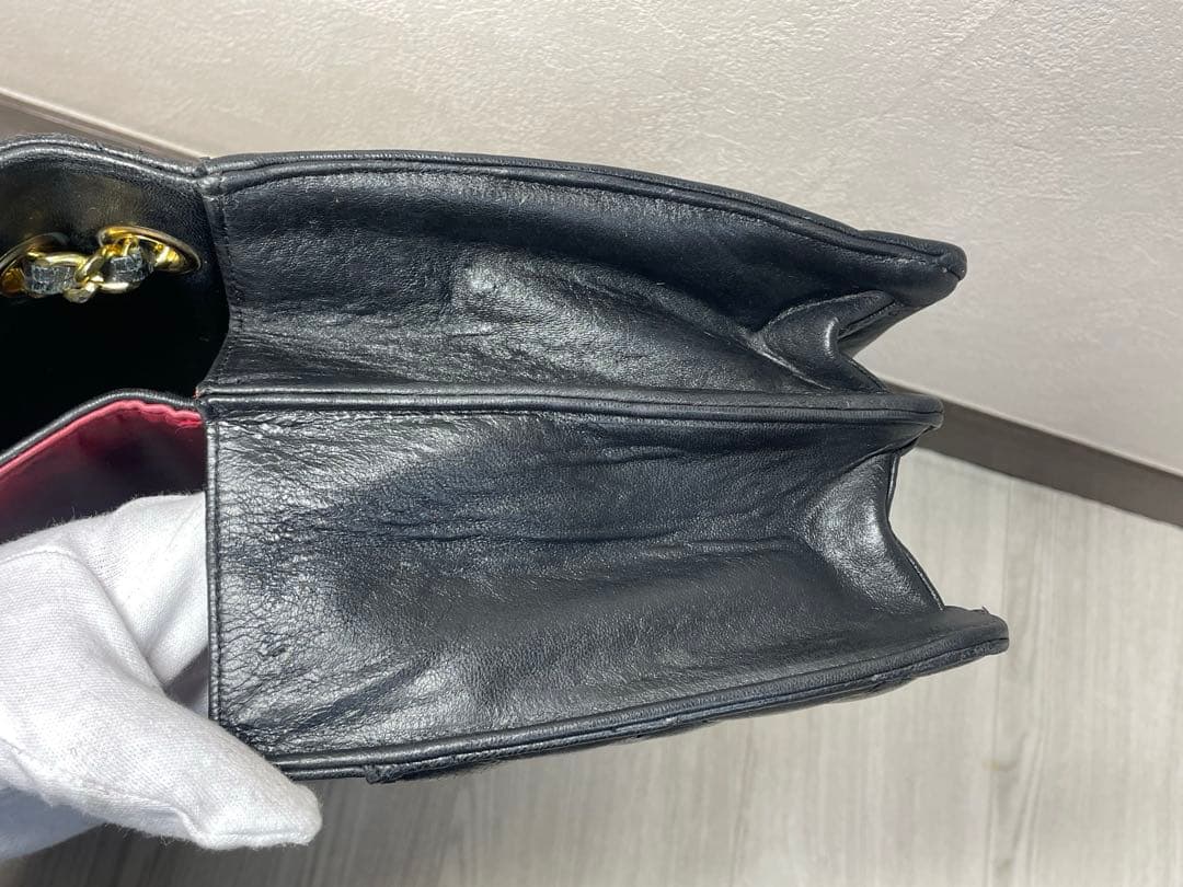 CHANELデカマトラッセ シングルフラップ ダブルチェーン ショルダーバッグ