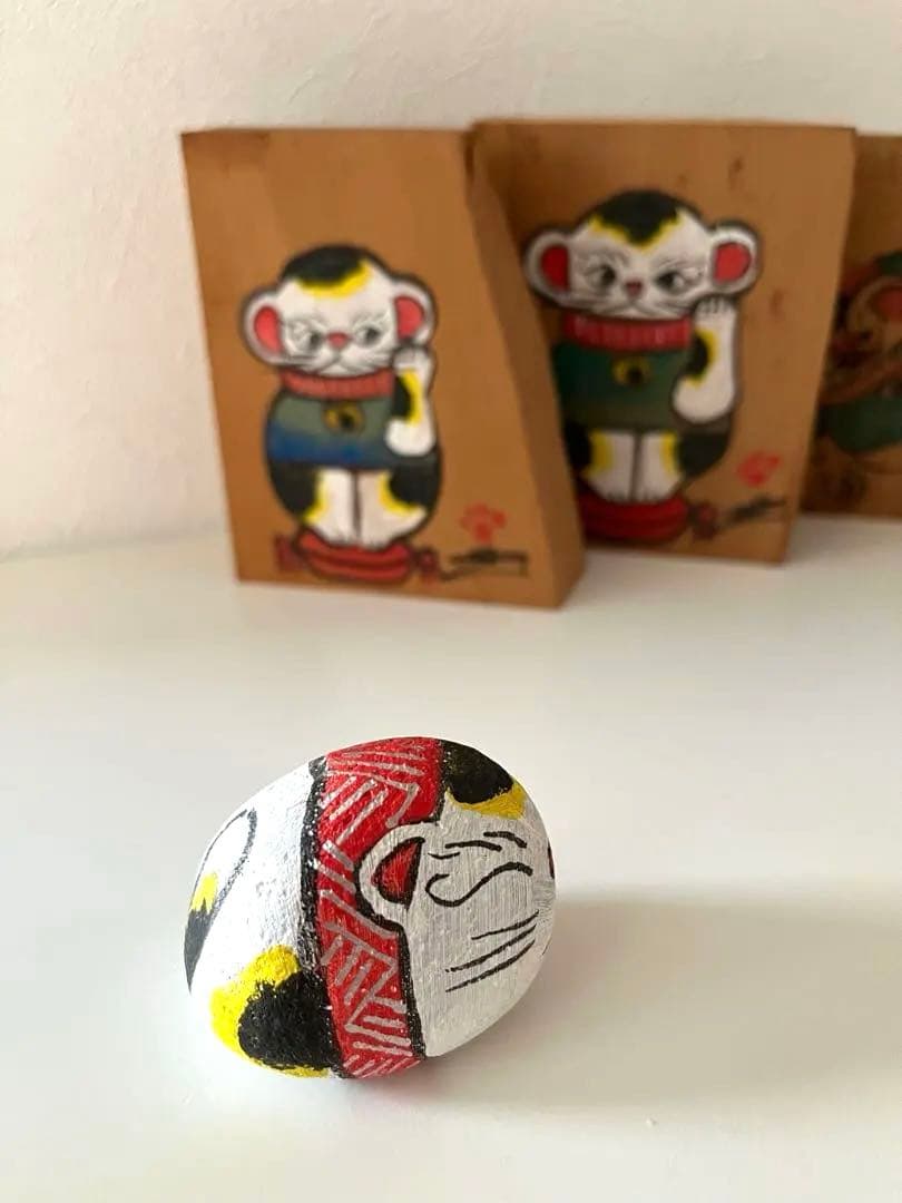 [超希少品]尾道「猫の細道」招き猫 木札、陶板、福石猫5点セット