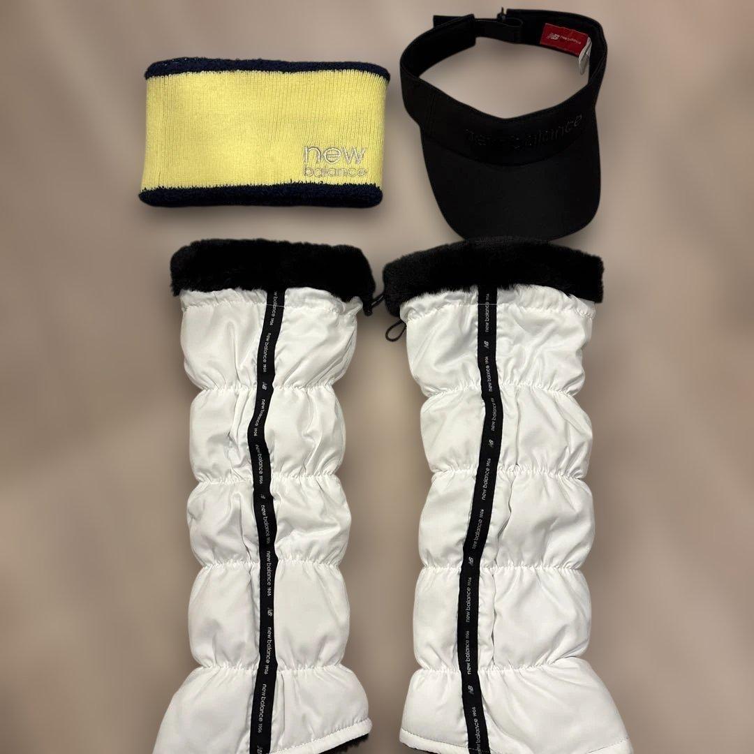 new balance サンバイザー、レッグウォーマー　、ネックウォーマーセット