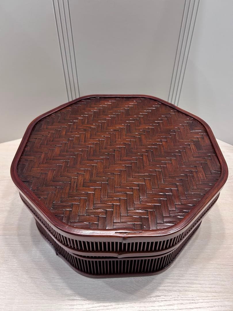 駿河竹　千筋細工　　然林房　八角茶櫃