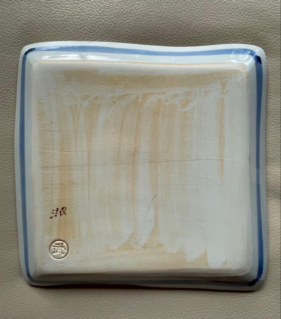 九谷焼　武腰潤　富貴図　牡丹　花絵　板皿　共箱