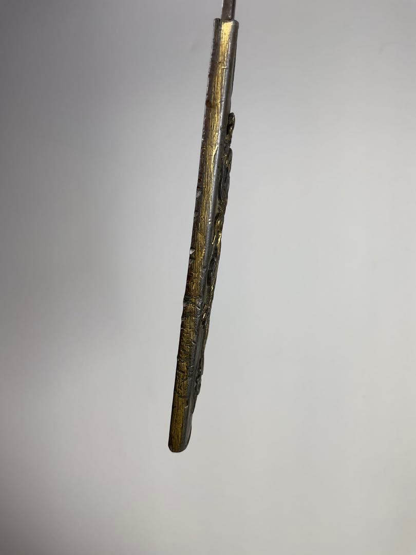 小柄　赤銅魚々子雲龍図　時代武具　刀装具