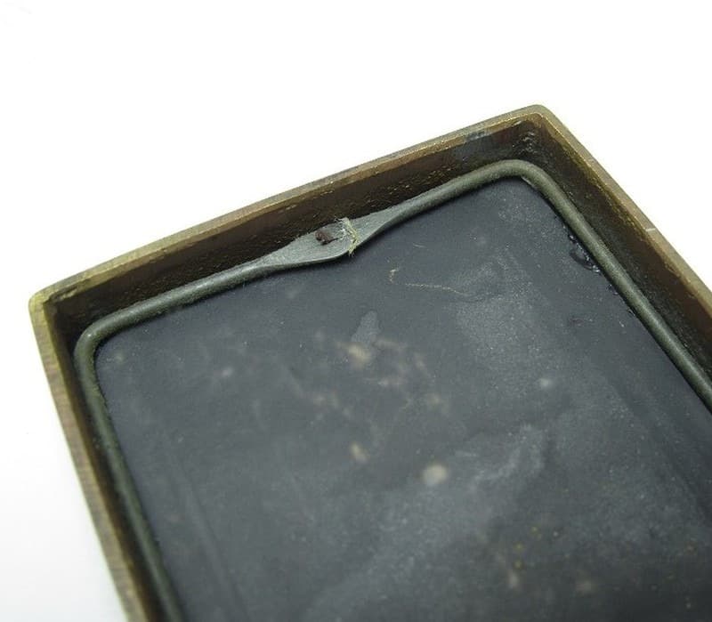 銅製 文字墨盒 「業精於勤」 「大利」銘　朱肉入れ 中国 民国