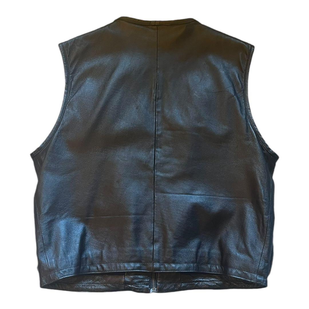 【希少】 フィッシングレザーテックベスト ヴィンテージ レア ブラック 短丈