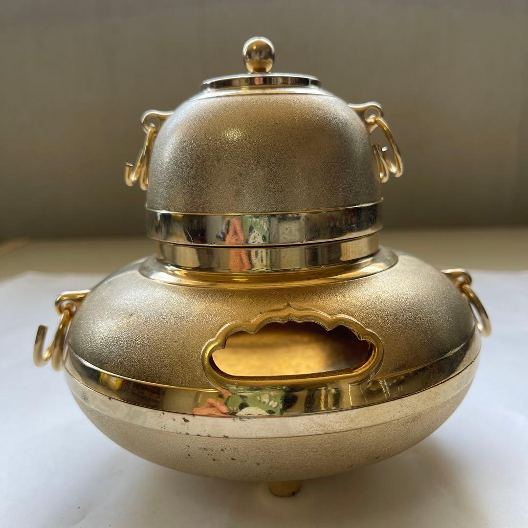 黃金茶釜 24KGP 香炉 銅鋳造インテリア　コレクション