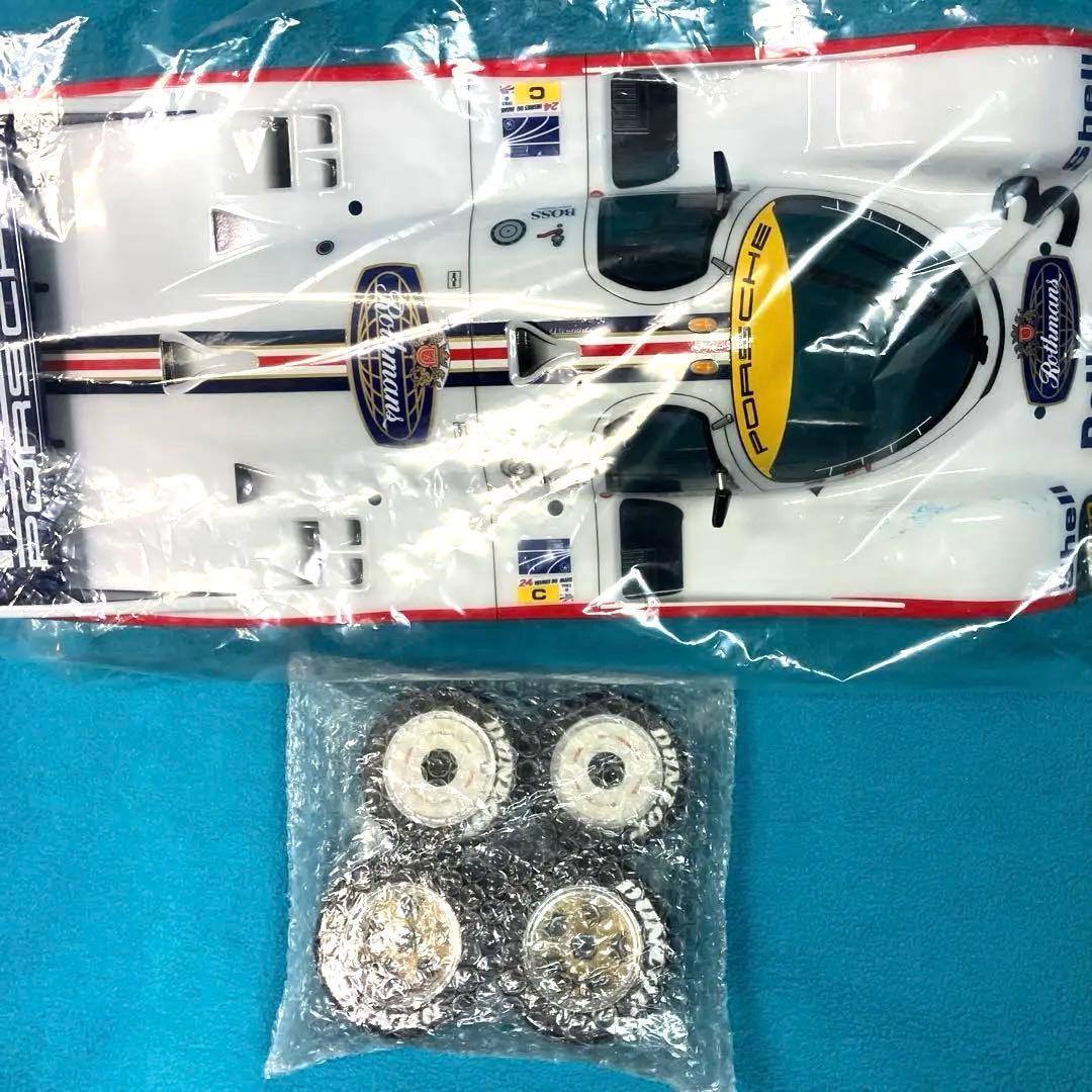 タミヤ RCカー ボディ & タイヤホイール ポルシェ956 塗装ミスあり