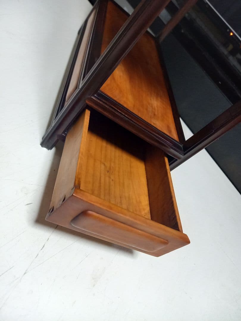 希少　明治期　指物細工　黒檀　良杢　隠し箱　からくり　飾り棚