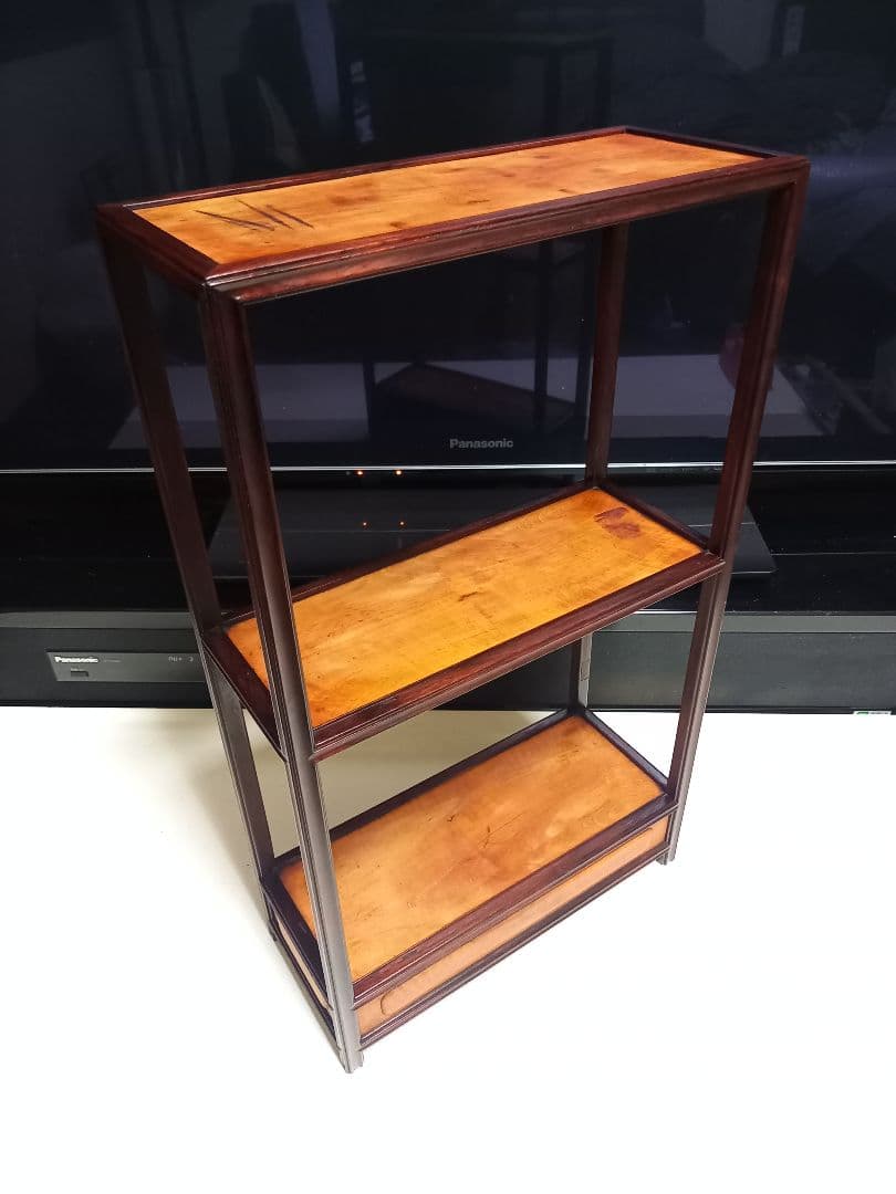 希少　明治期　指物細工　黒檀　良杢　隠し箱　からくり　飾り棚