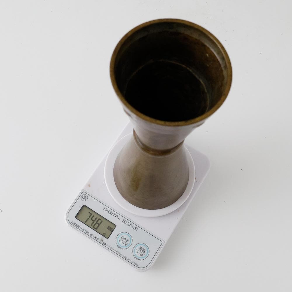 昇雲 底款 古銅 把綿花入 銅製花瓶 花入 花器 壷 茶道具 金属 748ｇ