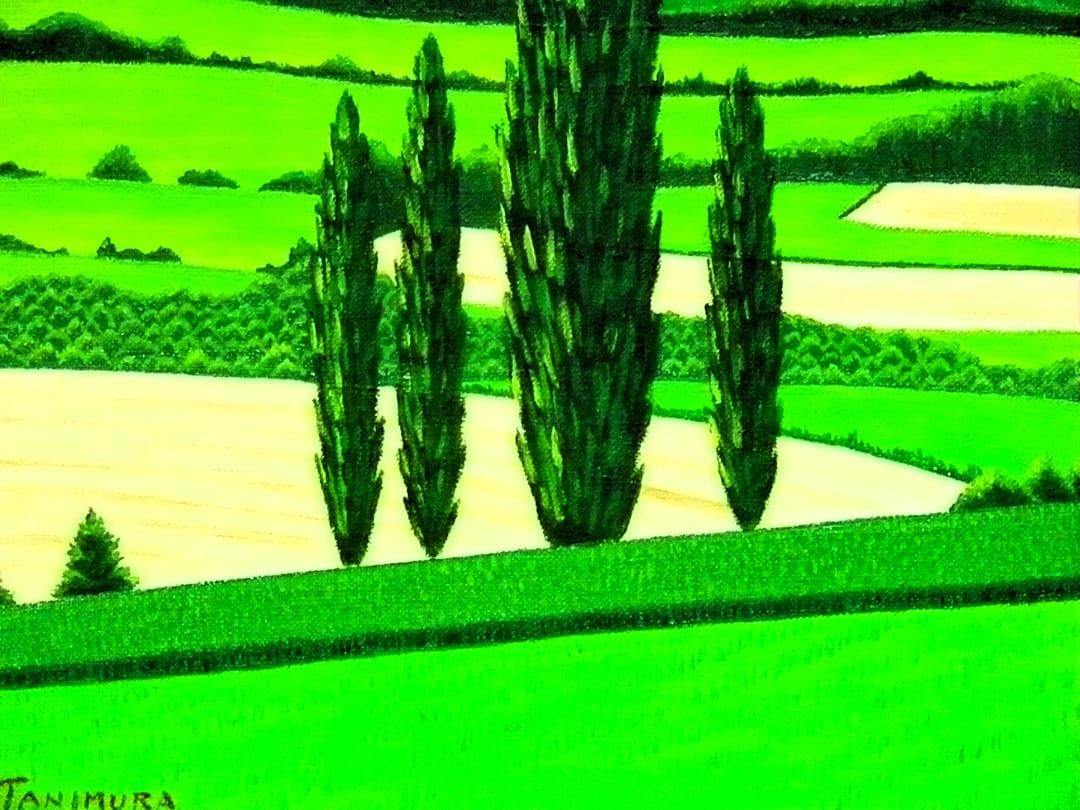 ★新緑の美瑛・肉筆油彩画・F6キャンバス