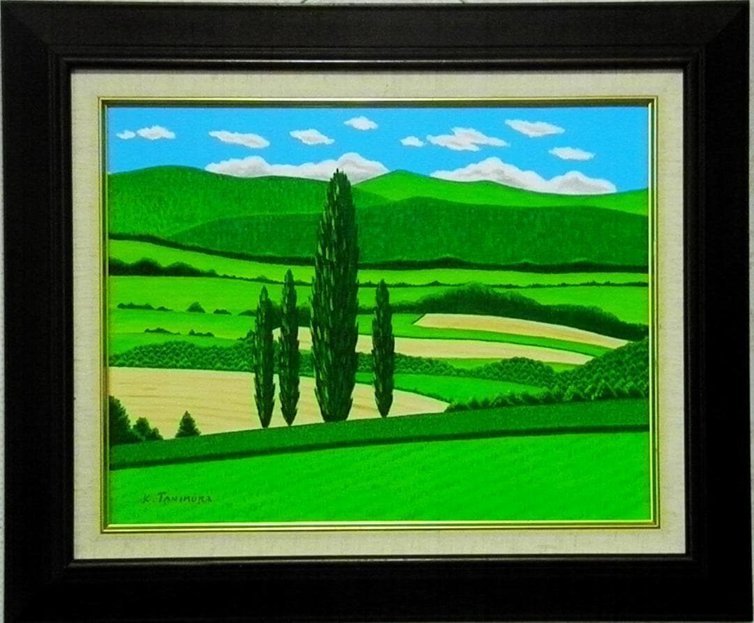 ★新緑の美瑛・肉筆油彩画・F6キャンバス