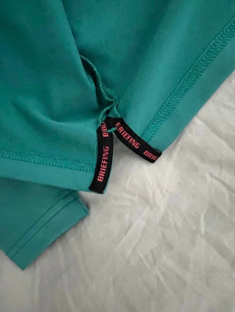 BRIEFING ターコイズ 長袖 モックネックシャツ Sサイズ