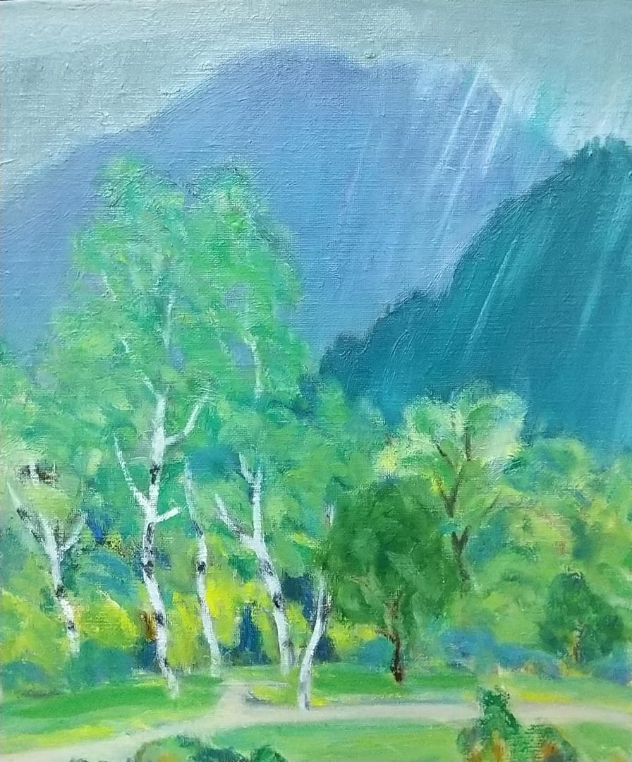 「軽井沢雨」F6　絵画 油絵 油彩画 風景画 アート