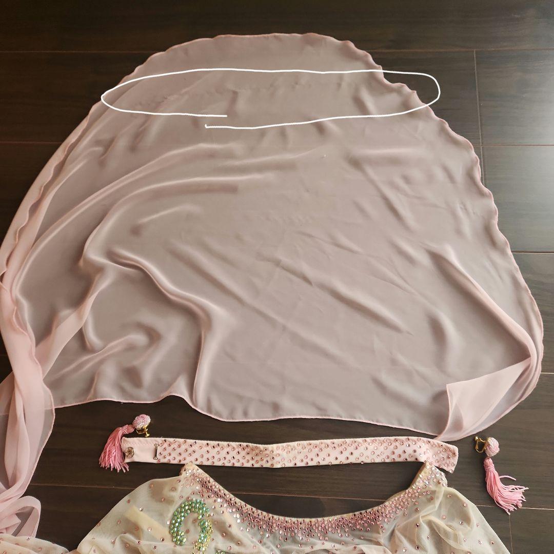 ラインストーン　チョーカー、イアリング付き　社交ダンス　シフォンドレス　ピンク