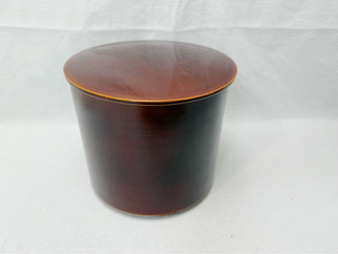 ほぼ未使用 茶道具 紅春慶塗 曲水指 綴目 茶器 木工芸 紙箱