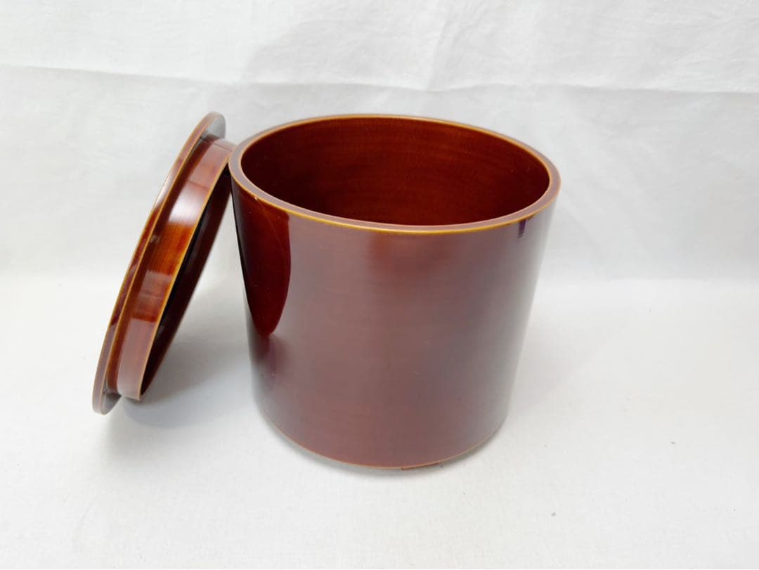 ほぼ未使用 茶道具 紅春慶塗 曲水指 綴目 茶器 木工芸 紙箱