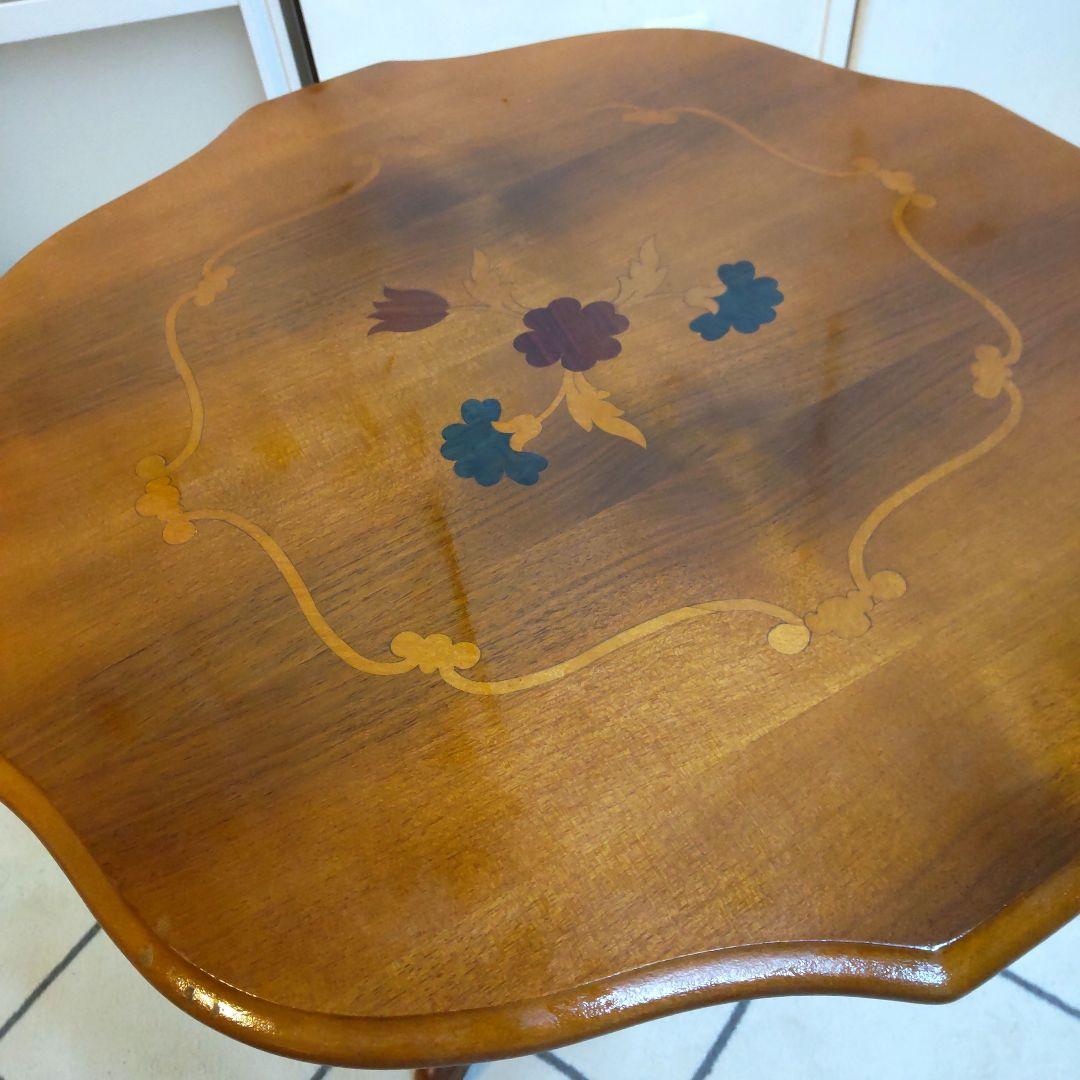 イタリア家具 象嵌細工 コーヒーテーブル サイドテーブル 波型天板 アンティーク