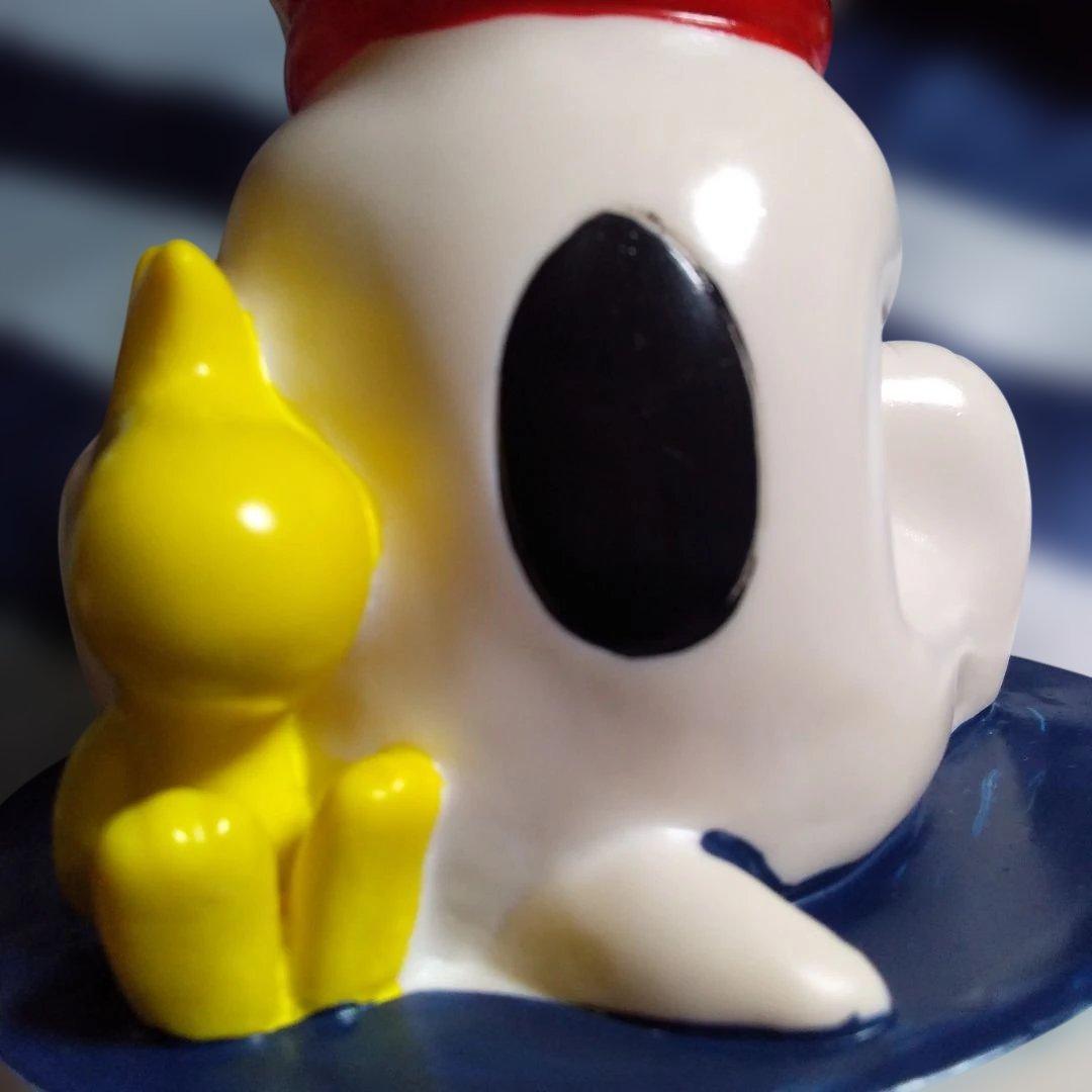 スヌーピー＆ウッドストック　タイプライター 　ソフビ貯金箱　レア　美品