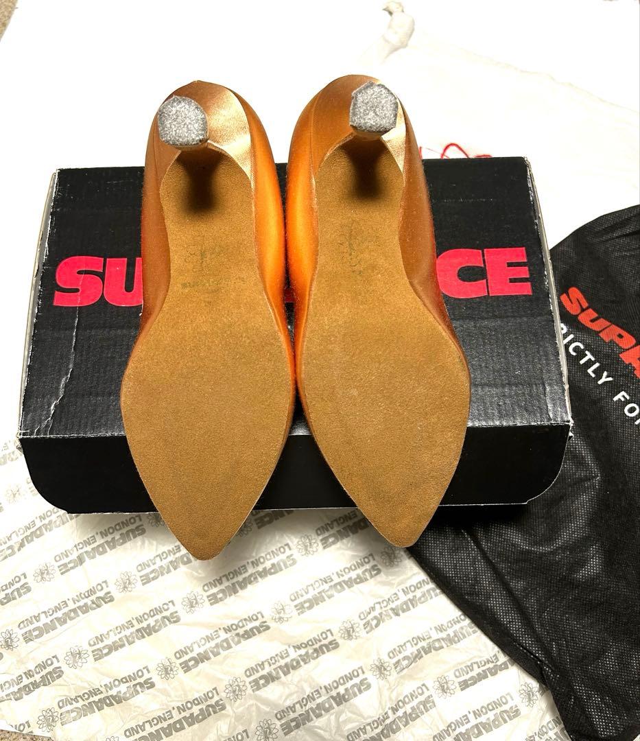 新品！スーパーダンス　社交ダンスオレンジ サテン モダントゥ シューズ