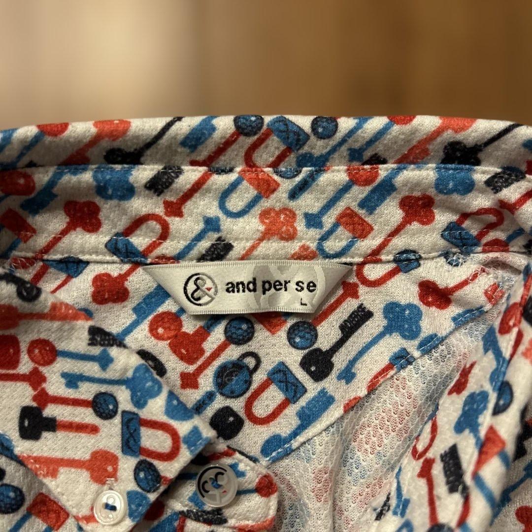 and per se アンパスィ 長袖ポロ 総柄 A9318MFX3 メンズ