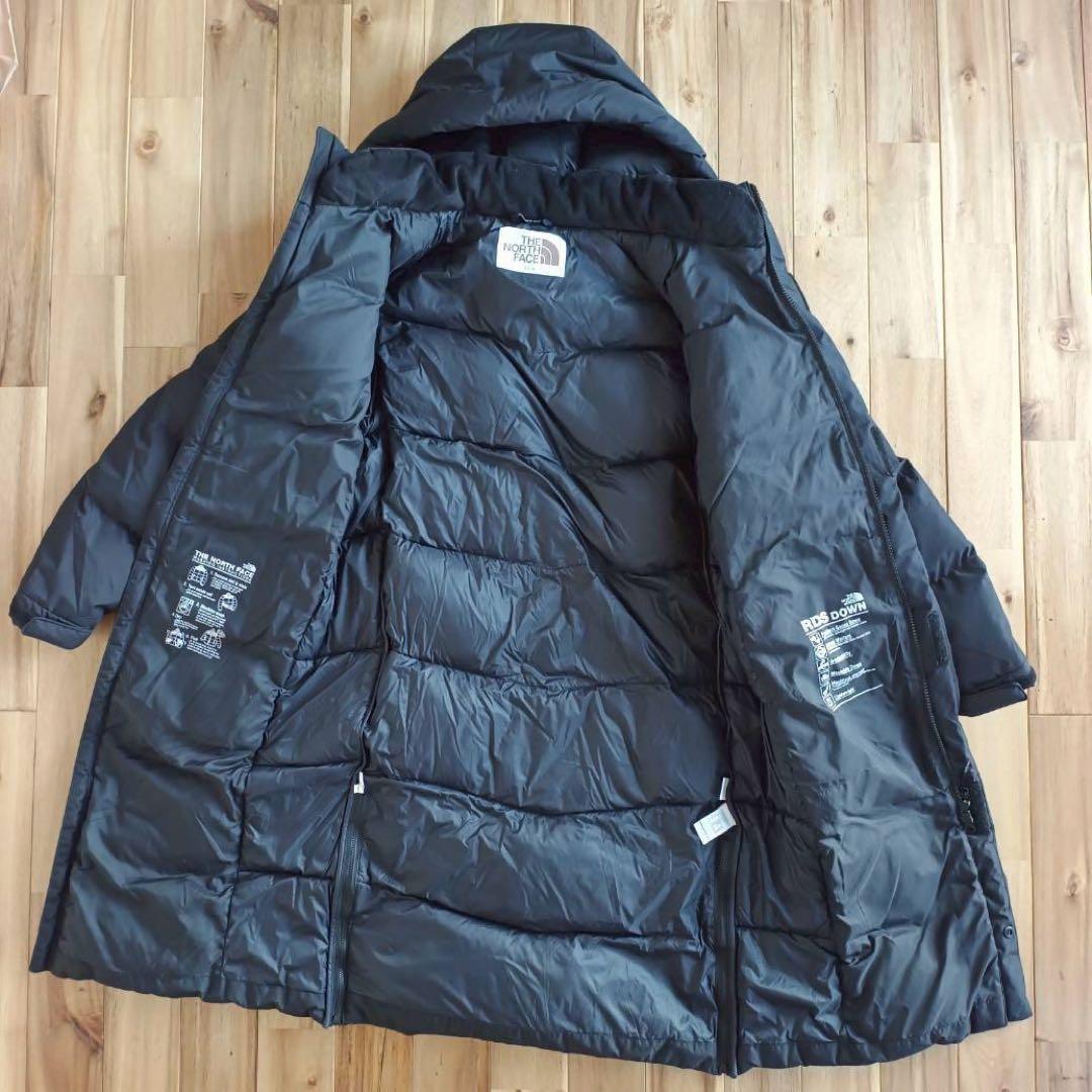 美品　ノースフェイス　ロングダウンジャケット　メンズ XS　ブラック　腕ロゴ