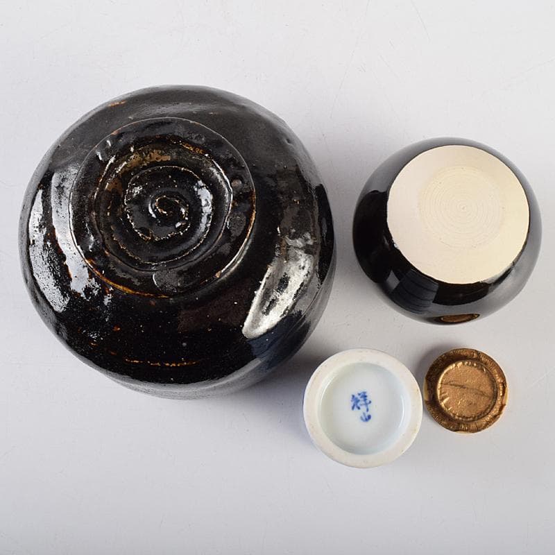 茶道具　うるみ塗　七宝蒔絵　利休茶箱　棗　黒楽茶碗など　七点　一式　MR9482