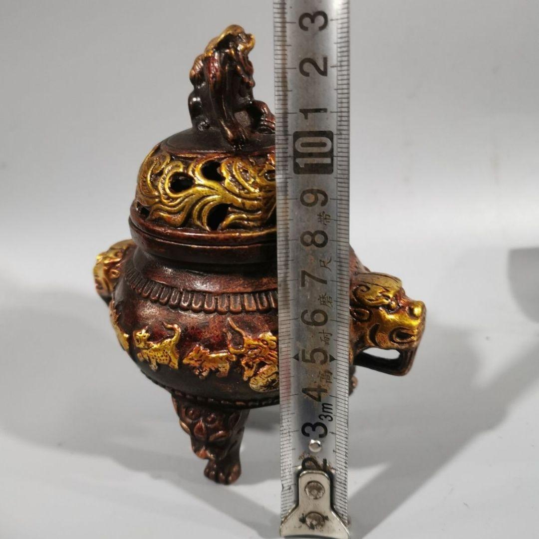 銅製 十二支薫香炉 三足檀香炉 仏具 香道具 工芸品 美術品 置物