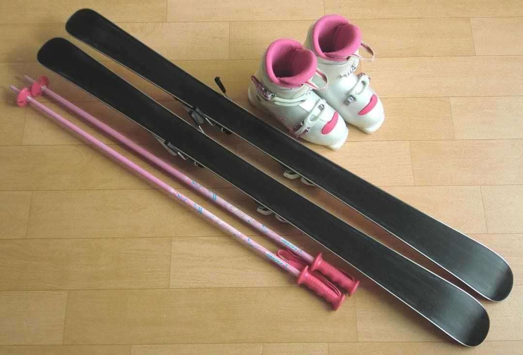 ■■送料無料■KAZAMA■子供用スキーフルセット■板116靴22■WAX済■■