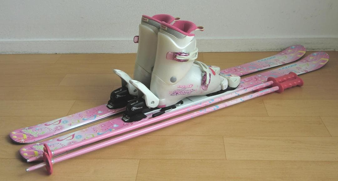 ■■送料無料■KAZAMA■子供用スキーフルセット■板116靴22■WAX済■■