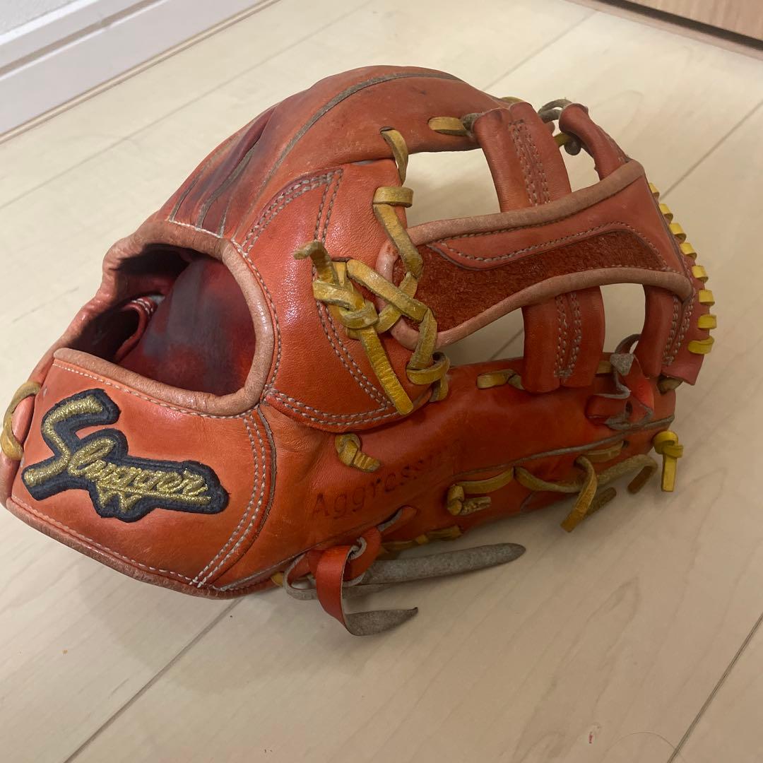 久保田slugger 硬式野球グローブ オレンジ 右投げ用