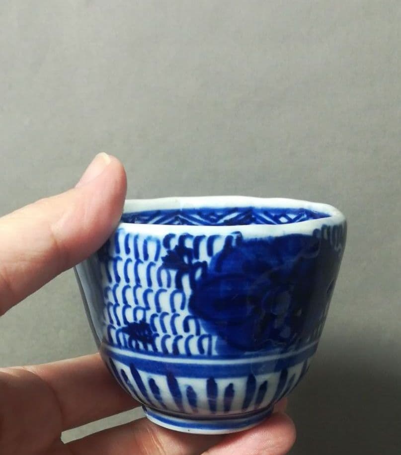 古い　そば猪口　微塵粉　みじんこ　染付　そば猪口　５客