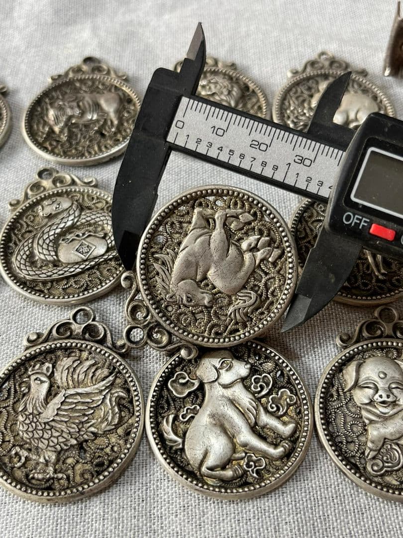 銅 細工 十二支ストラップ 12枚セット