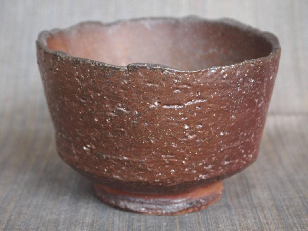 希少作★前嶋　五一郎【義弟：原田拾六】★備前〈手び練り）茶碗B2★共箱