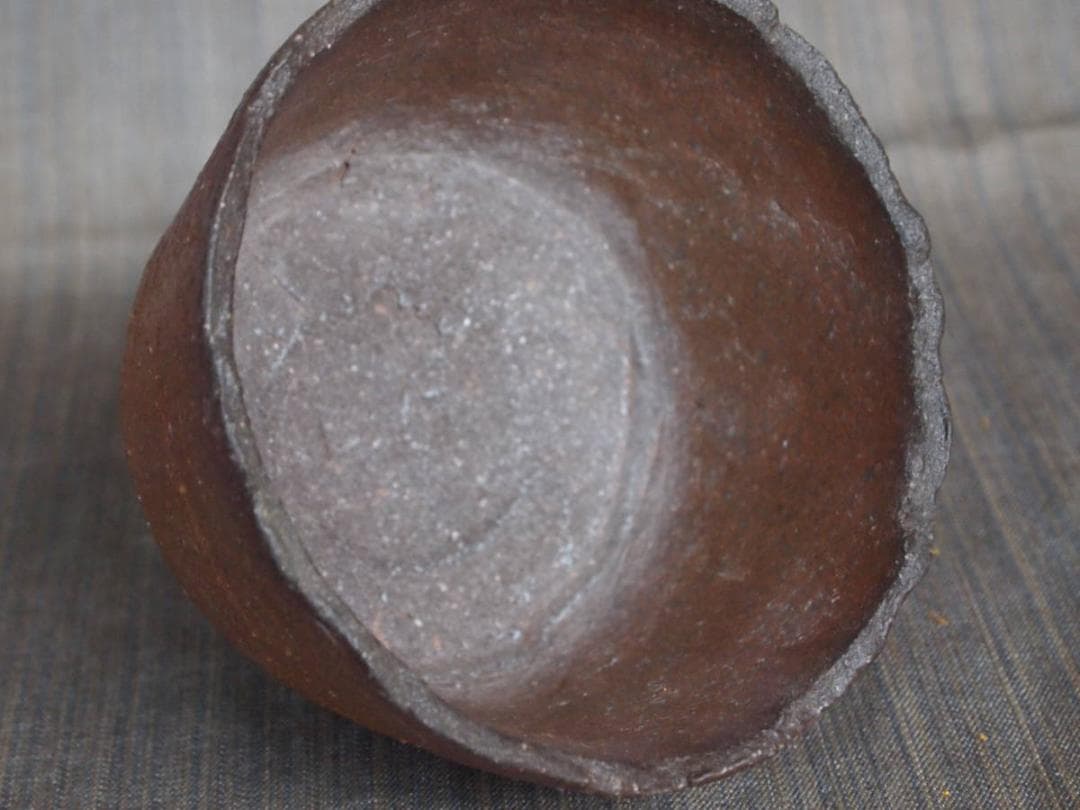 希少作★前嶋　五一郎【義弟：原田拾六】★備前〈手び練り）茶碗B2★共箱