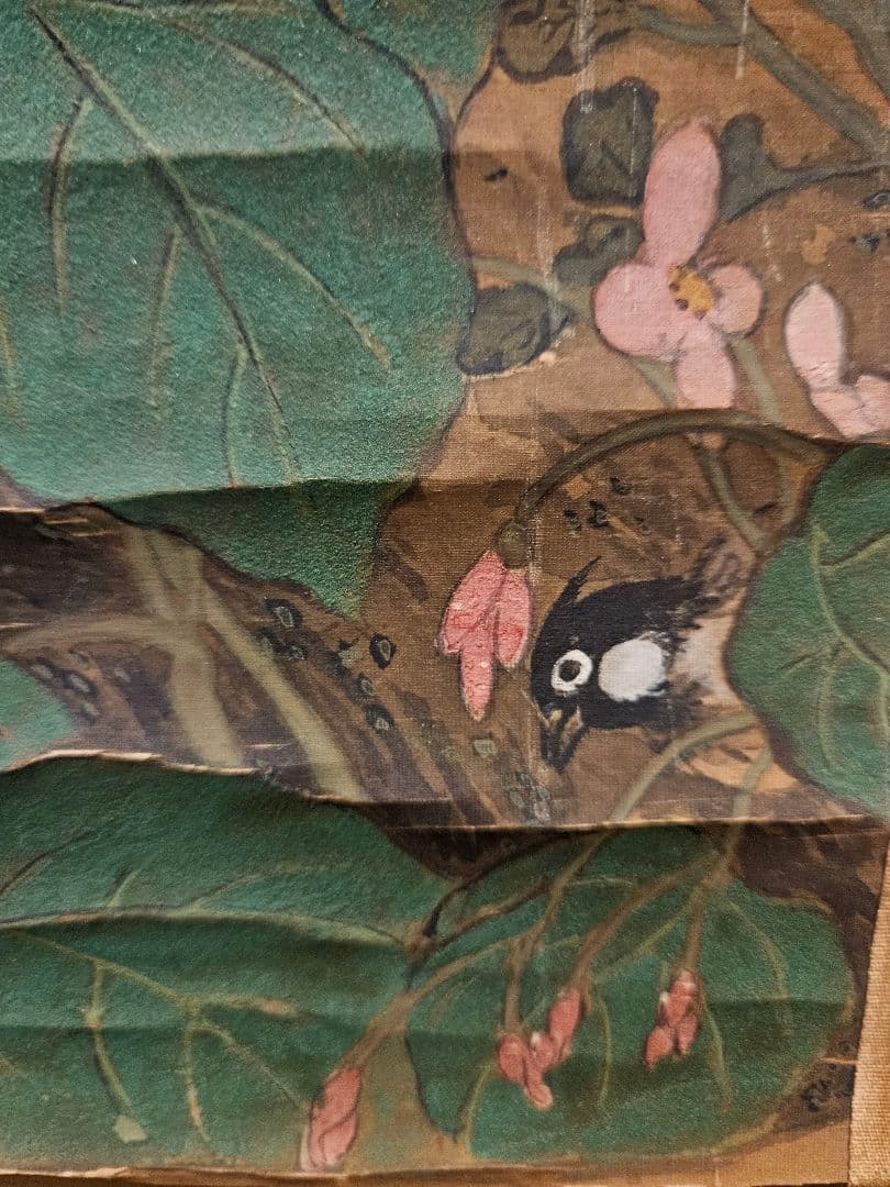 花鳥図　 清代 中国画　絹本　無落款