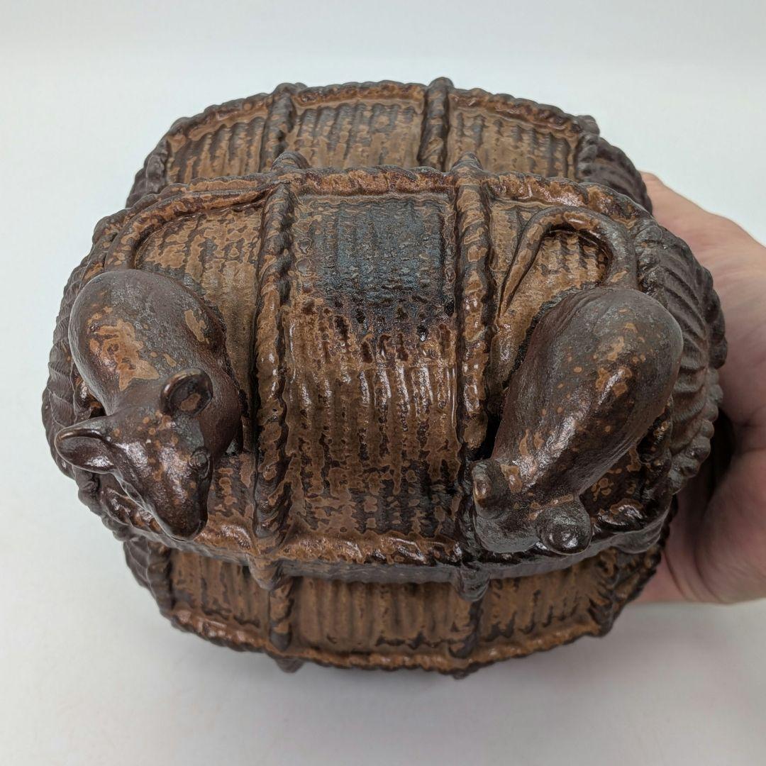 【直しあり】武用君彦 備前焼 干支置物「丙子」 共箱共布 子年 ネズミ 鼠 在銘