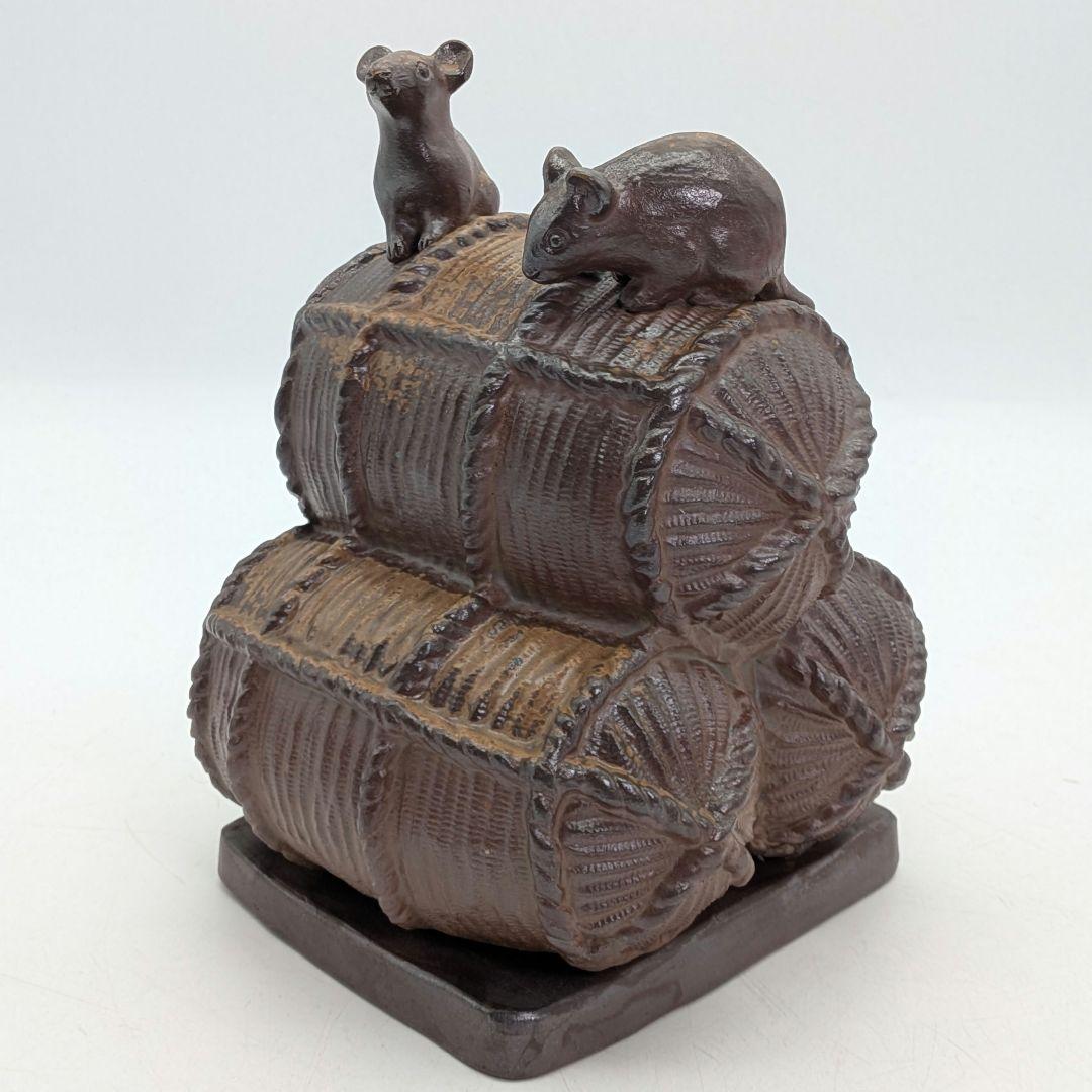 【直しあり】武用君彦 備前焼 干支置物「丙子」 共箱共布 子年 ネズミ 鼠 在銘