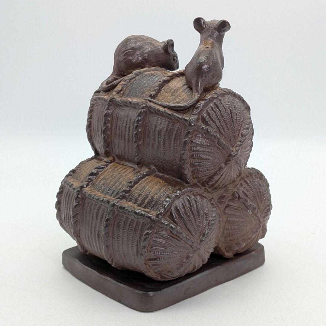 【直しあり】武用君彦 備前焼 干支置物「丙子」 共箱共布 子年 ネズミ 鼠 在銘