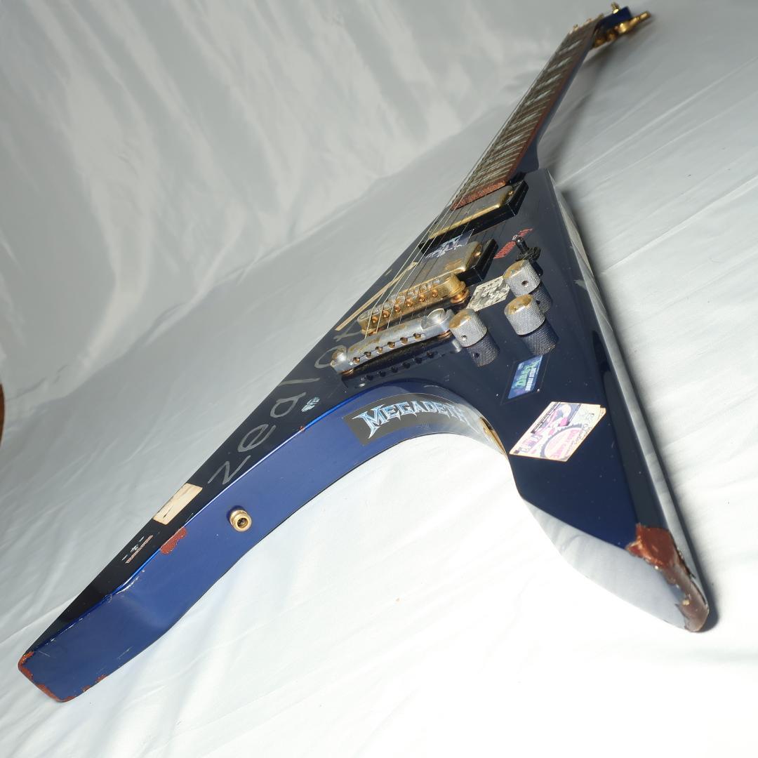 ヒ*デ様 Burny フライングV エレキギター ブルー GOTOHペグ装備