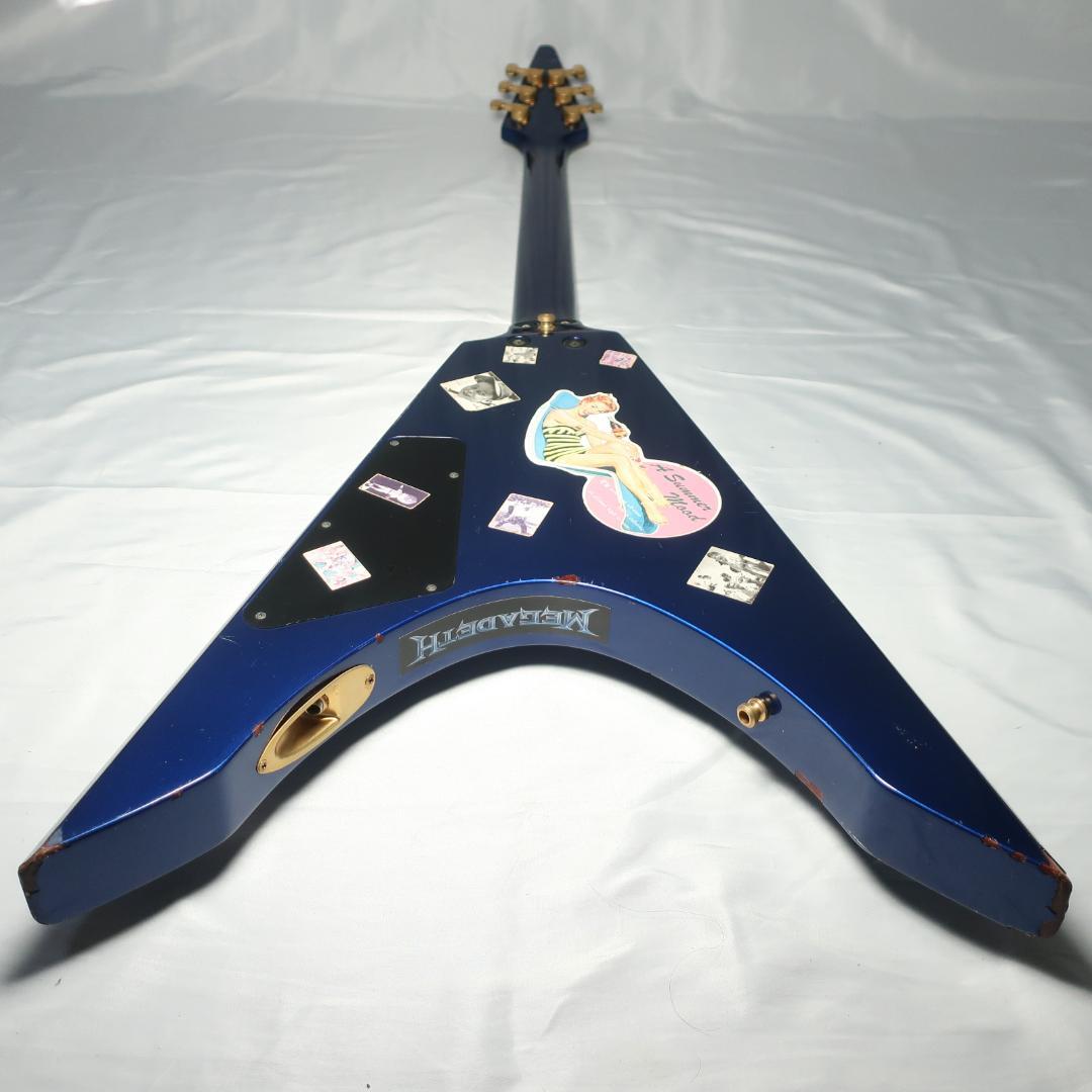 ヒ*デ様 Burny フライングV エレキギター ブルー GOTOHペグ装備