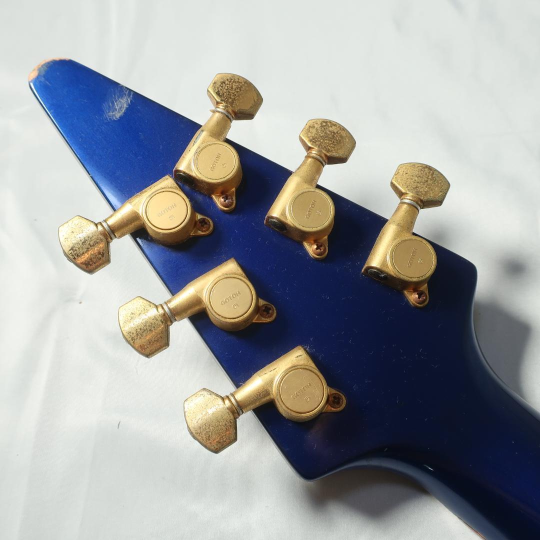 ヒ*デ様 Burny フライングV エレキギター ブルー GOTOHペグ装備