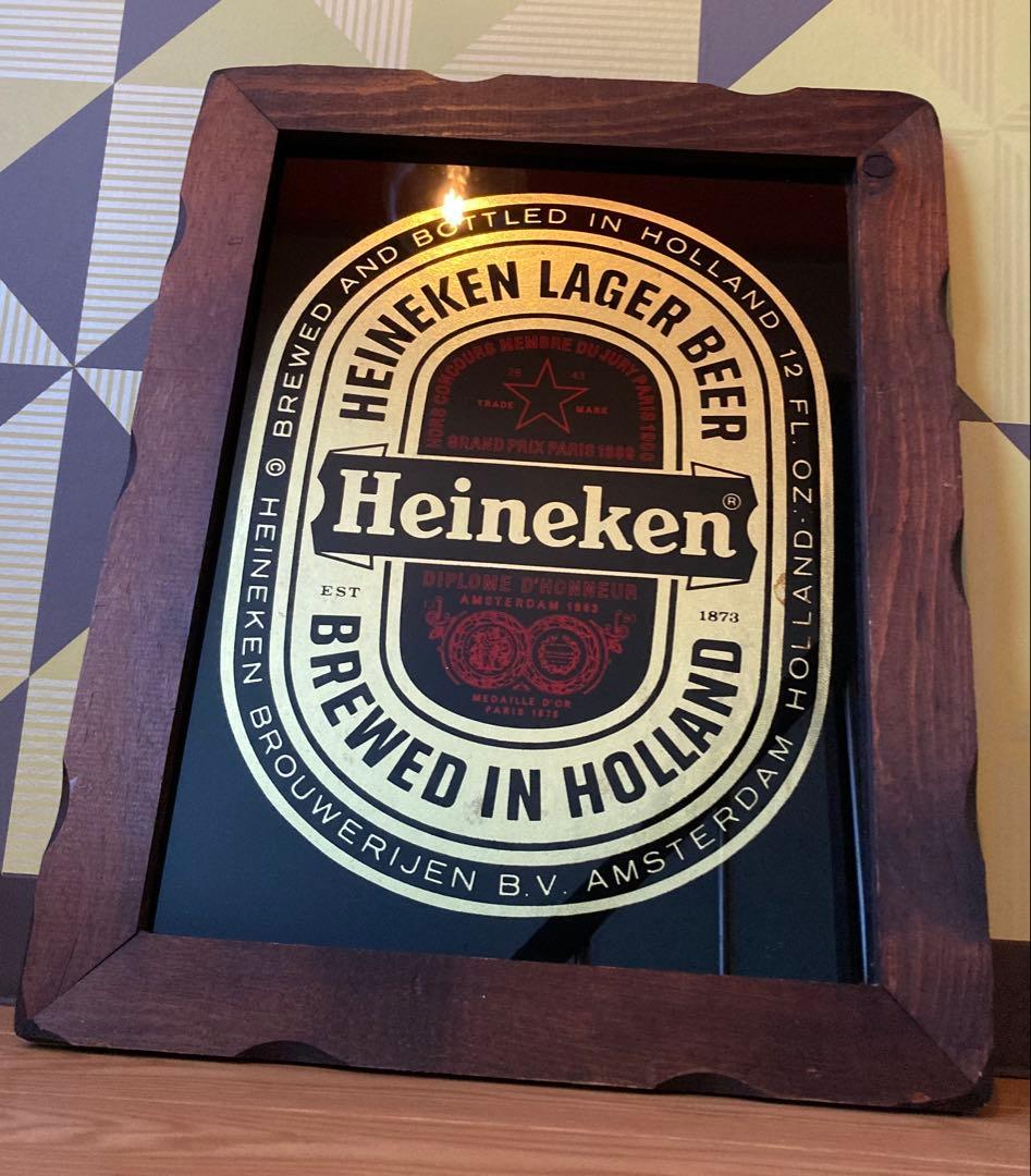 ハイネケン ビンテージ 看板 パブミラー レトロ アメリカン雑貨 バー ガレージ