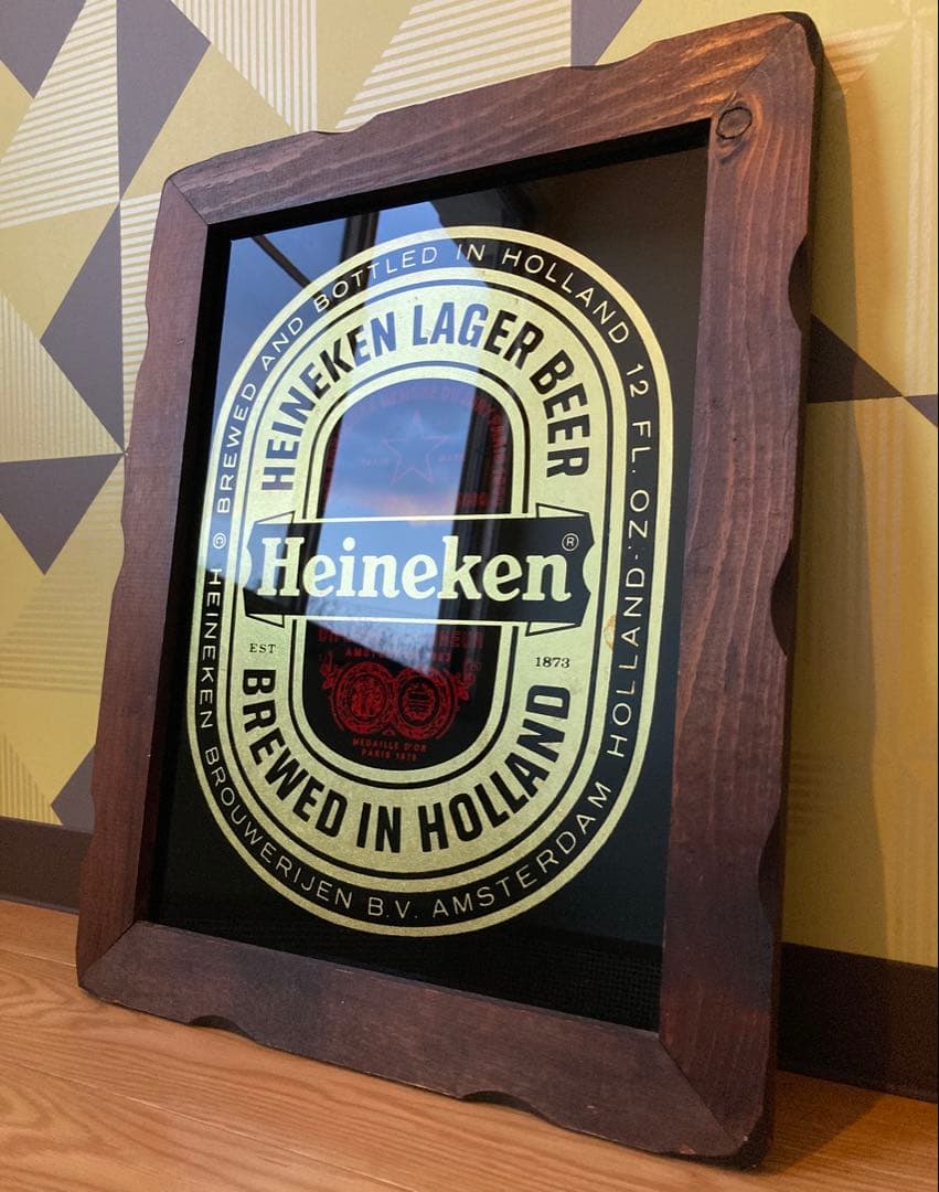 ハイネケン ビンテージ 看板 パブミラー レトロ アメリカン雑貨 バー ガレージ