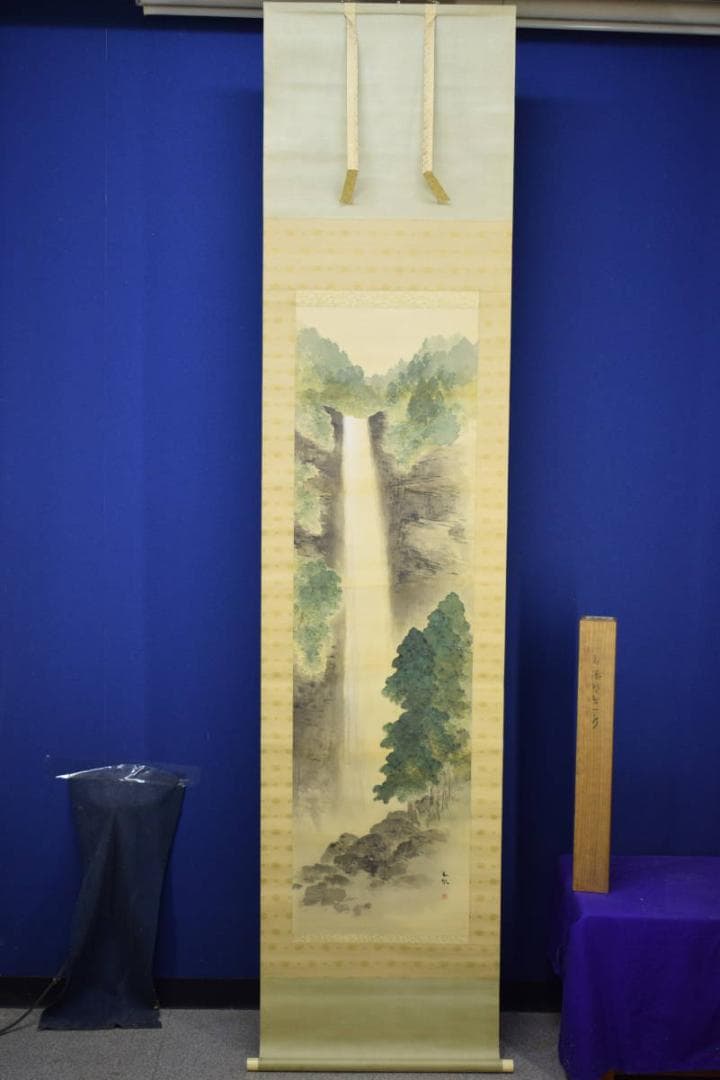 真作/須磨対水/須磨對水/那智の瀧/瀑布図/桐共箱付/布袋屋掛軸HH-554