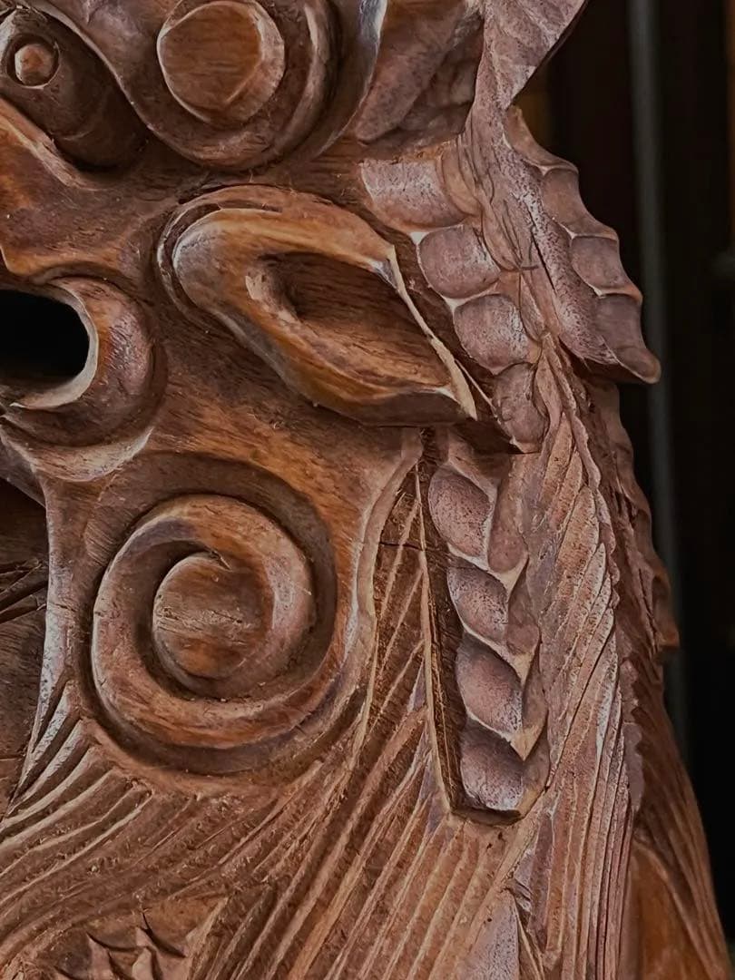 仏教美術 上級 細密 古木 龍彫り 玉鱗 職人手彫り 時代 木魚 本体