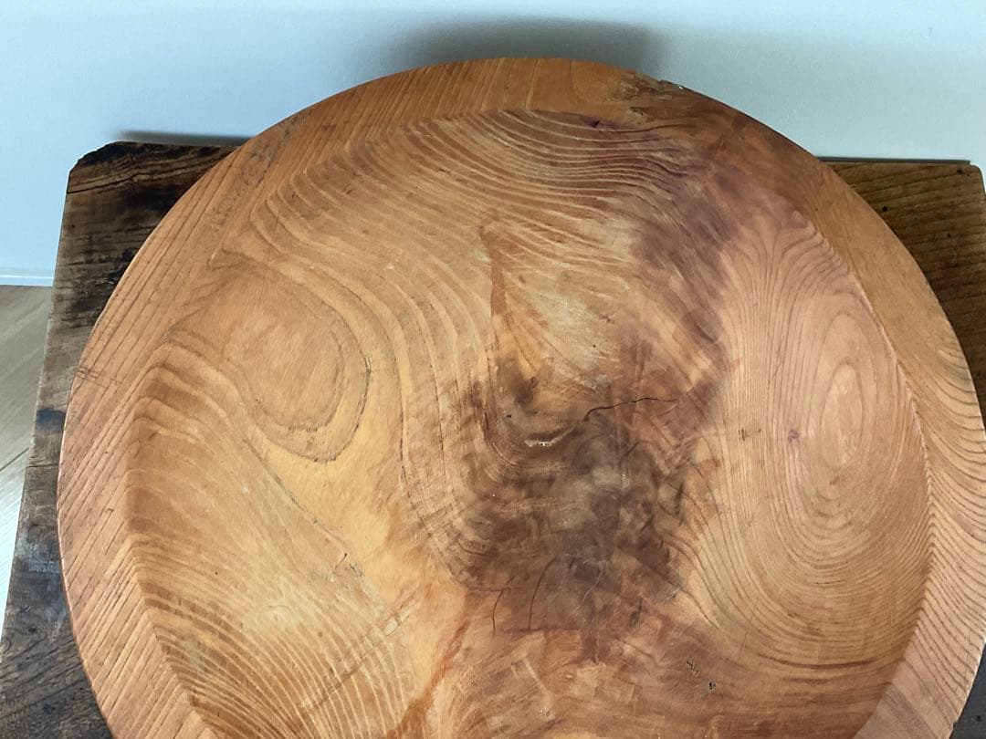欅　無垢材　くりぬき　木鉢　こね鉢　木彫　古道具　径約47cm　約14.3kg