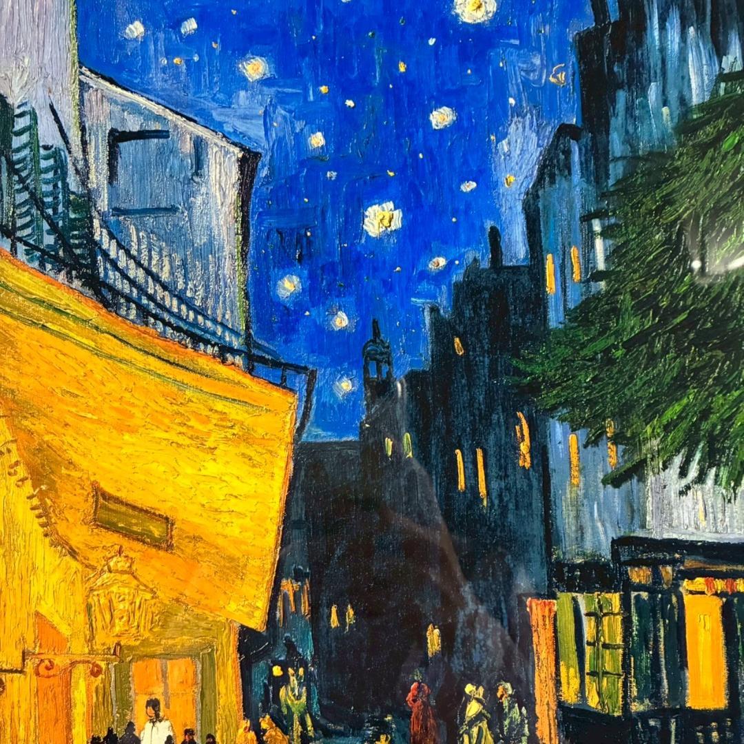 美品 フィンセント・ファン・ゴッホ「夜のカフェテラス」ファイングラフィ 豪華額装